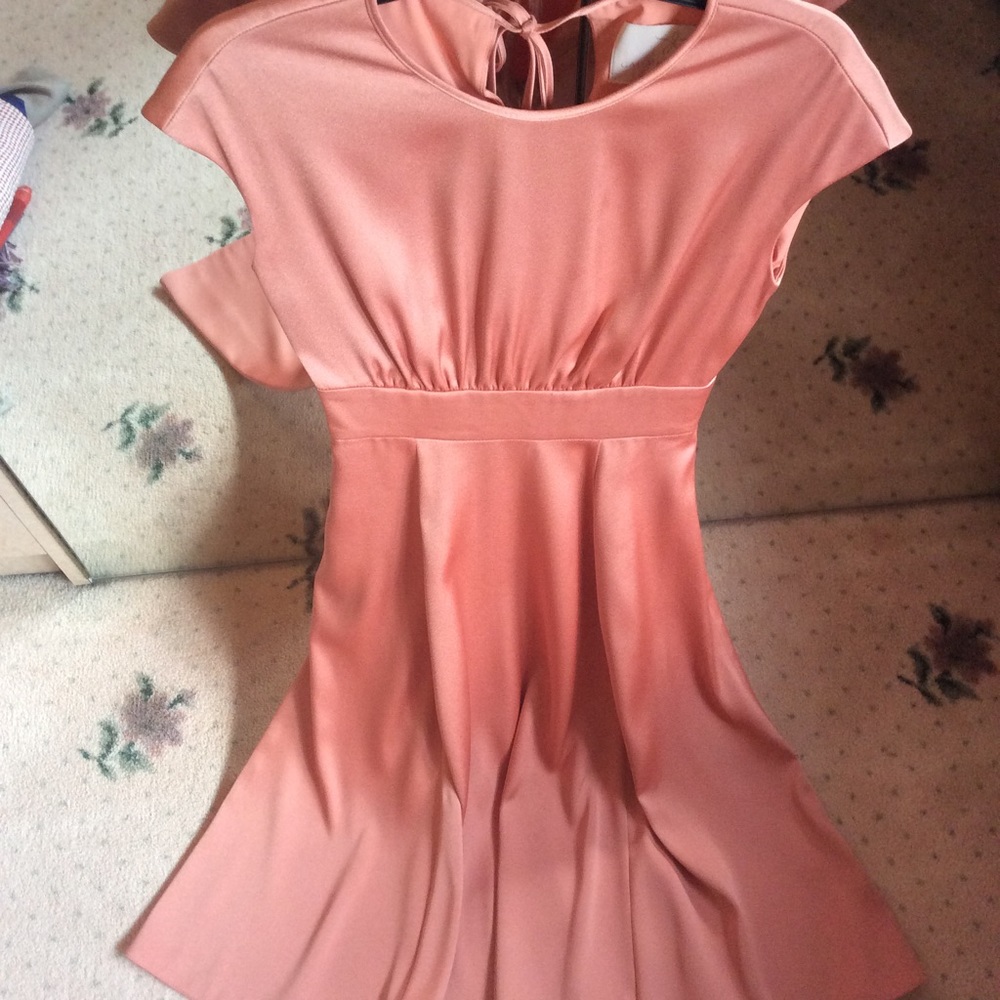 Beautiful coral shimmer 3/4 length flare dress